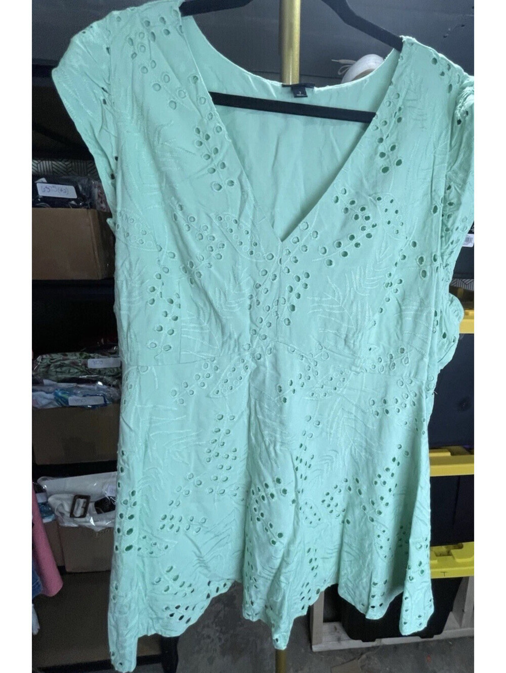Torrid Women's Green Eyelet Ruffle Sleeve Babydoll Hemlock Top 3X NWT